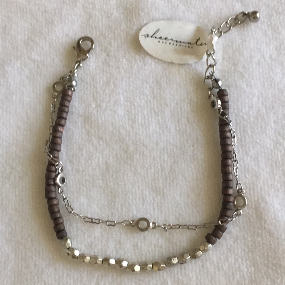 Sheerwater Wooden Beads and Silver Bracelet NWT